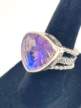 Sajen Sterling Silver Rainbow Lavender Quartz Gemstone Ring 5 1/2